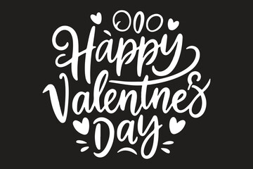Naklejka na ściany i meble Happy Valentines Day text card on a black background
