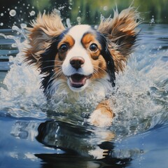 a dog swimming in water