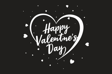 Fototapeta na wymiar Happy Valentines Day text card on a black background