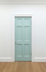 a blue door with white trim