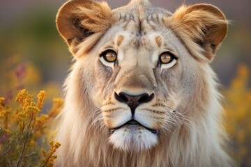 Fototapeta premium a close up of a lion