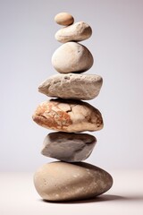 Fototapeta na wymiar a stack of rocks on a white surface