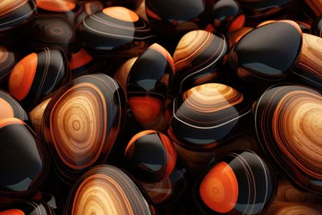 Foto op Plexiglas a group of black and orange stones © sam
