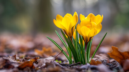 Yellow Flowers Amidst Forest