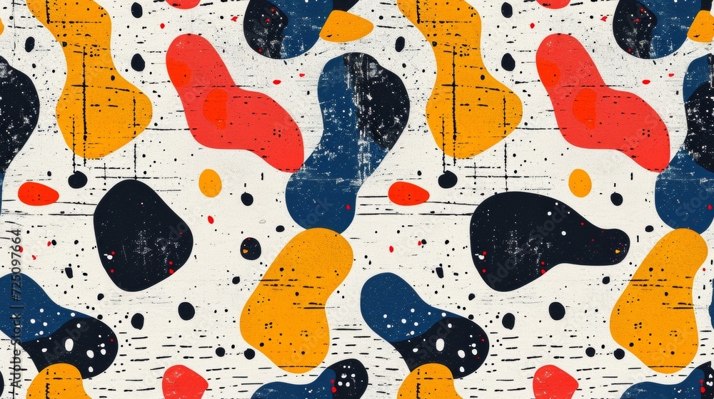 Poster a pattern with abstract shapes and colors on a white background, ai