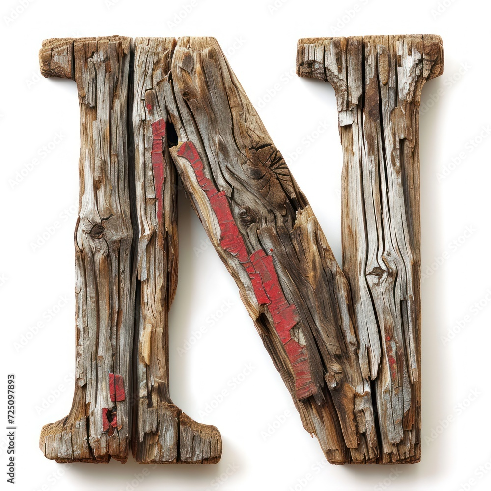 Wall mural a wooden letter n