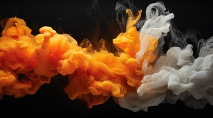 a close up of an orange and white cloud