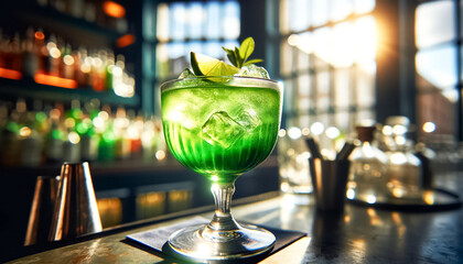 Obraz premium Masterful Mixology: A Trio of Craft Cocktails Up Close
