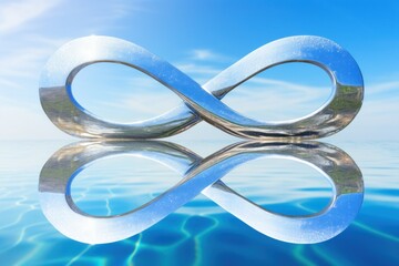 a silver infinity symbol on water