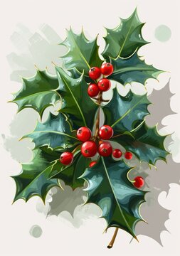 a holly berry plant with red berries