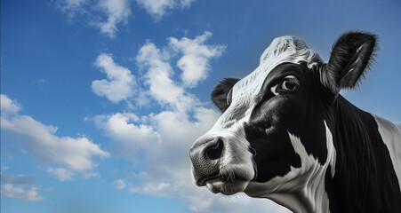 Close up portrait of the head of a Friesian Cow