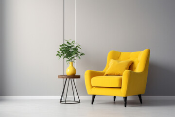 design of living room, yellow chair