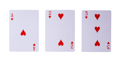 Playing cards isolated on white background. One of a kind.