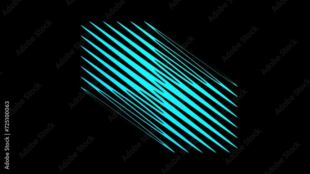 Poster animation of glowing neon lines powerful electrical discharge causing blur and noise fast moving str