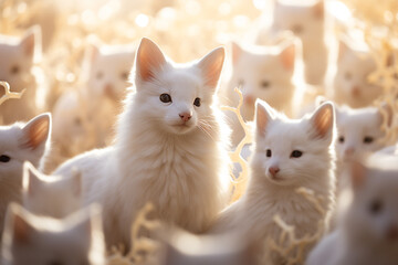Albino animals Lack of pigment in the skin and its appendages, in the iris and pigmented membranes of the eyes white wildlife eyes exotic nature rarely. - obrazy, fototapety, plakaty