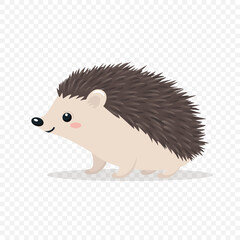 Flat Vector Cute Hedgehog. Little Hedgehog Icon. Adorable Walking Hedgehog Cartoon Character Isolated on White Background, Side View