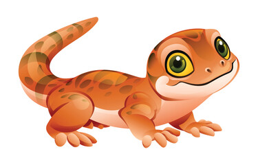 Cute gecko cartoon vector illustration isolated on white background