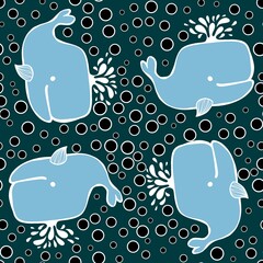 Cartoon kids seamless ocean whale pattern for wrapping paper and clothes print and accessories and notebooks and fabrics