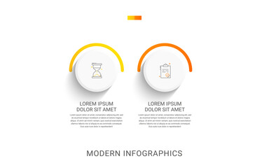 Circle vector infographic template with 2 steps and options for annual reports, presentations, advertising, chart. Modern business illustration.