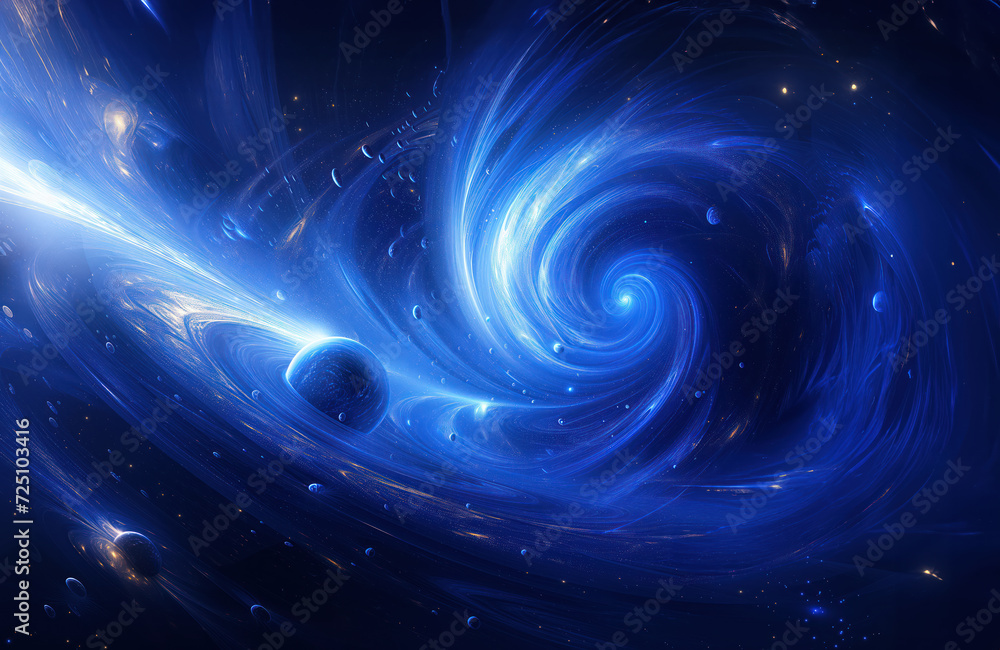 Wall mural spacescape of swirling galaxies and planets and stars and auroras,