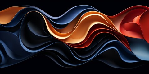 3d rendering of abstract wavy background with smooth lines in orange and blue colors