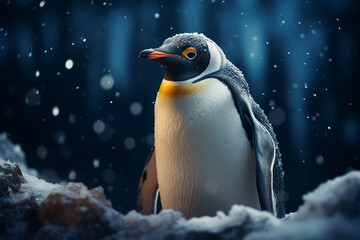 Fototapeta premium Antarctica harsh and extreme environment, cold temperatures, strong winds, flora and fauna, penguin, nature and animals snow walrus ice birds fishes.