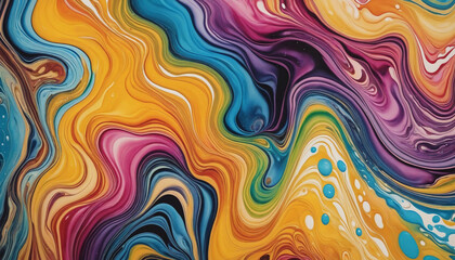 Colorful Abstract Fluid Art Painting with Metallic Swirls and Vibrant Sprays on Alcohol Ink Background