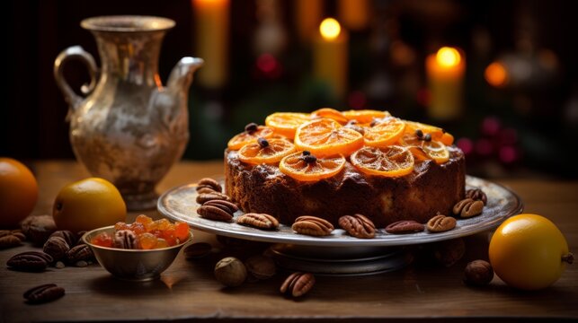 Portuguese Bolo Rei Is A Traditional Chrismas Cake. Neural Network AI Generated Art