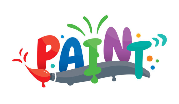 paint word logo. paint word and paint brush concept