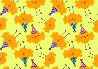 Easter eggs and chicken seamless spring party pattern for wrapping paper and fabrics and linens and kids