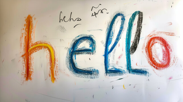 Greeting Concept - Word 'Hello' Written on Whiteboard Gen AI