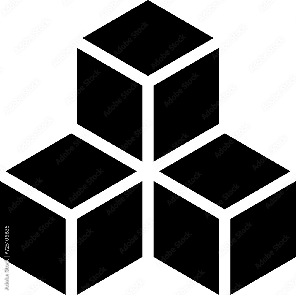 Poster basic geometrical arrangement with greyscale monochrome solid box cube icon in 3d perspective view. 