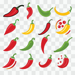  exclusive collection of ripe chili vectors and distinctive chili icon illustrations! Perfect for any project
