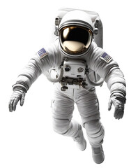 astronaut suspended on a white background.