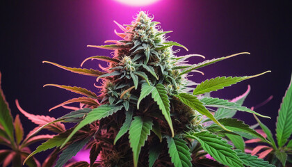 Vibrant Marijuana Plant, Up Close. Neon hues.