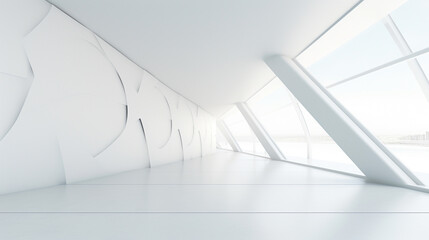 Art white wall design and a white floor. For art texture, presentation design or web design and web background.