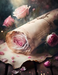 Whispers of Antiquity: Roses and Parchment