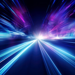 Abstract speed motion on the road (high speed) concept background. Panoramic high speed technology concept, light abstract background. Image of speed motion on the road. Abstract background.