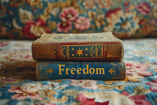 Ultimate Freedom - Word 'Freedom' written on a bookmark, conceptualizing the essence of liberation Gen AI