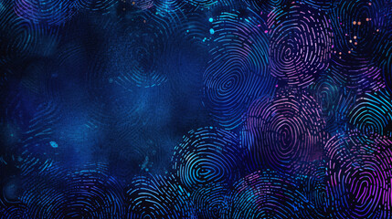 Abstract blue and purple swirls resembling digital fingerprint patterns. - obrazy, fototapety, plakaty