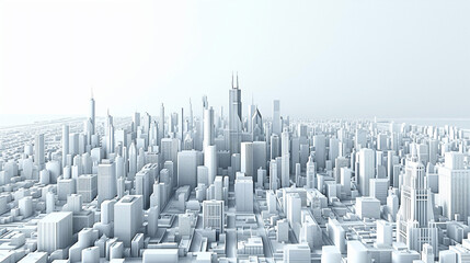 3D Illustration of Chicago City covered in Snow