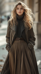 Fototapeta premium portrait of a woman in a fur coat