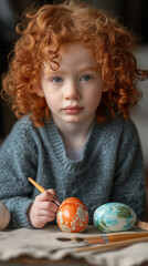 Fototapeta premium little child with easter egg
