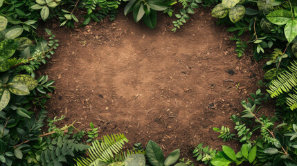 Verdant leaves and rich soil create a peaceful forest scene. - obrazy, fototapety, plakaty