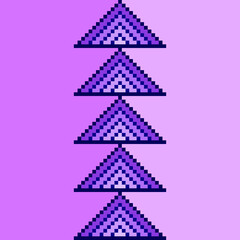 Vertical line of purple triangles on light purple background