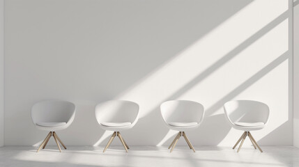 Minimalist White Chairs in an Empty White Background - A Piece of Installation Art
