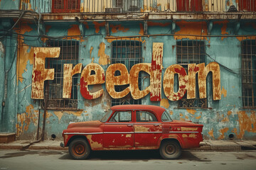 Freedom - Word written on an online blog resembling topics of ultimate freedom Gen AI