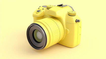 Vivid Yellow DSLR Camera Icon Against A Subtle Background