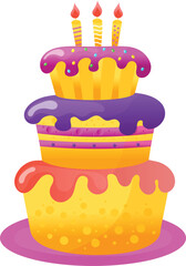 Delicious festive cupcake, celebration fruitcake holiday baking birthday party element isolated on white, flat vector illustration. Concept joyful icon, muffin pie piece cheerful mood.