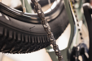 bicycle wheel and chain detail